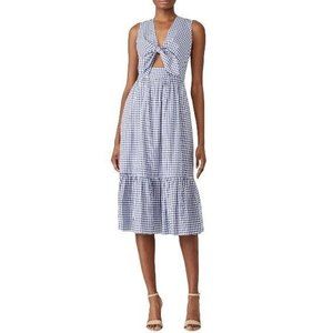 Shoshanna Gingham Check Tie Gilroy Dress Blue‎ White Size 12 $385